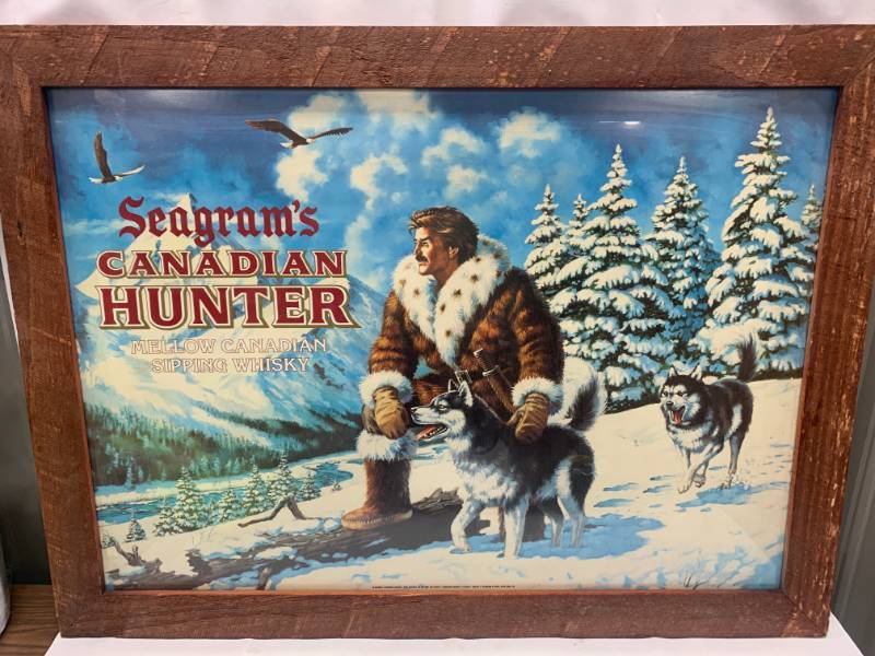 lot 70 image: Framed Vintage Seagrams Canadian Hunter