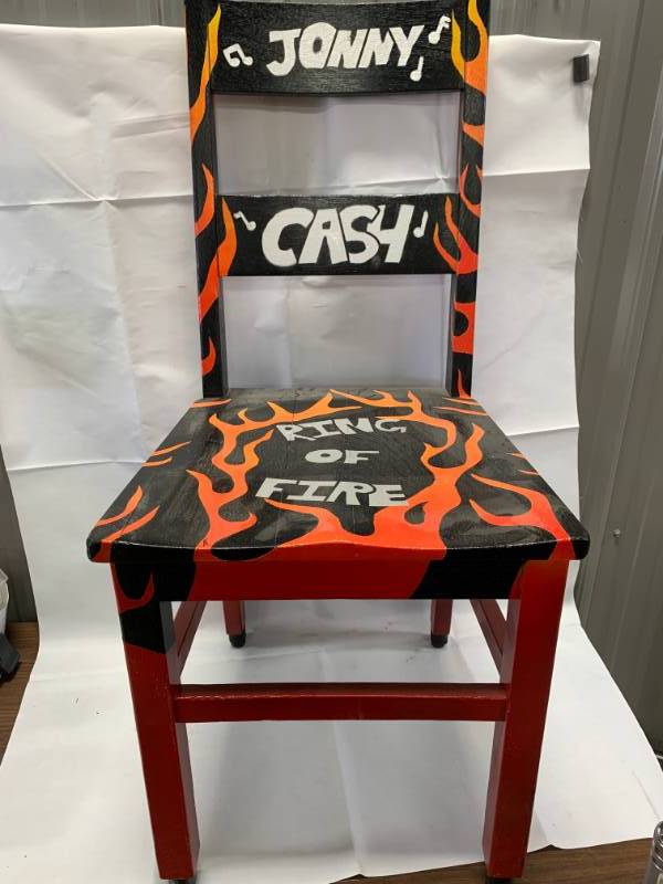 lot 87 image: Johnny Cash Ring of Fire Chair