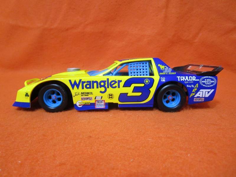 lot 19 image: Dale Earnhardt Wrangler #3 1985 Camaro Dirt Late Model 124th Action Diecast