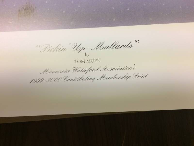 lot 15 image: Pickin Up Mallards by Thomas Tom Moen Signed Print Size With Border Approx 25x19