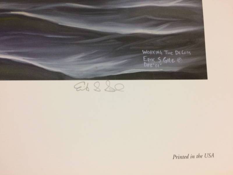 lot 78A image: Working The Decoys by Erik S. Gile Signed Print Size With Border Approx 30x21