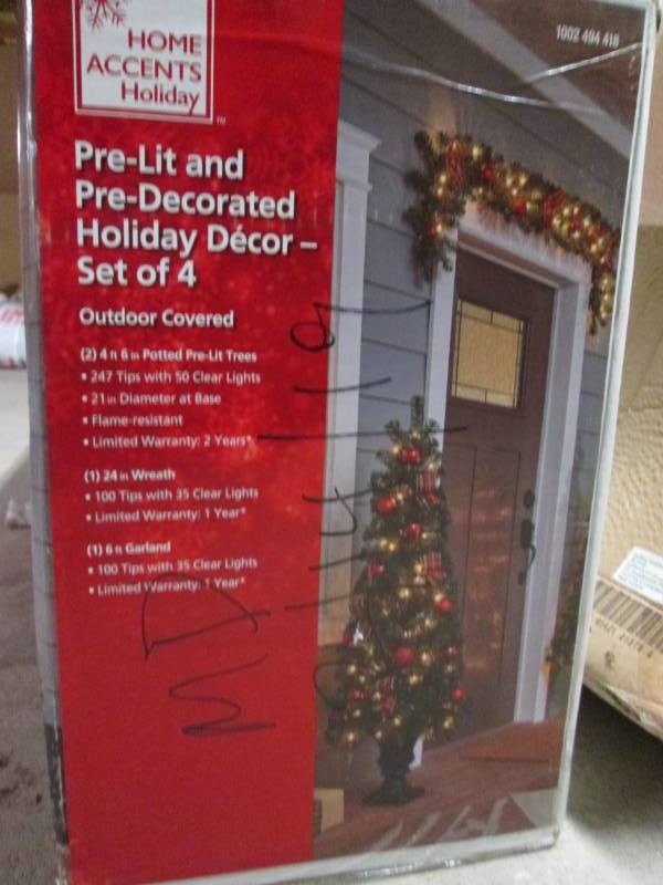 lot 147 image: Pre-Lit Pre-Decorated Holiday Set o...