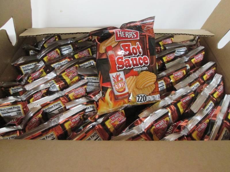lot 188 image: Herrs Hot Sauce Chips Lot of 4 Case...