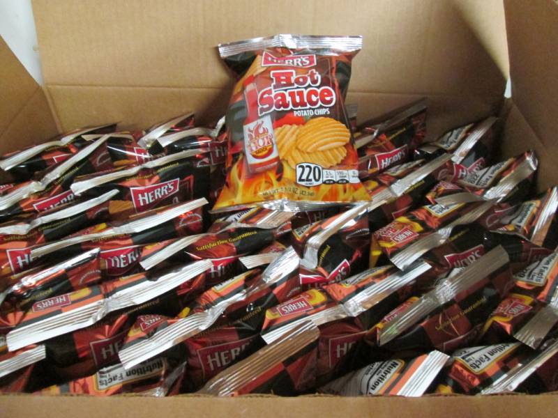 lot 189 image: Herrs Hot Sauce Chips Lot of 4 Case...