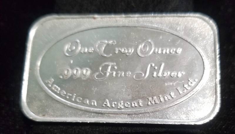 1 TROY OZ. .999 FINE SILVER BAR ARGENT MINT AMERICA BAR