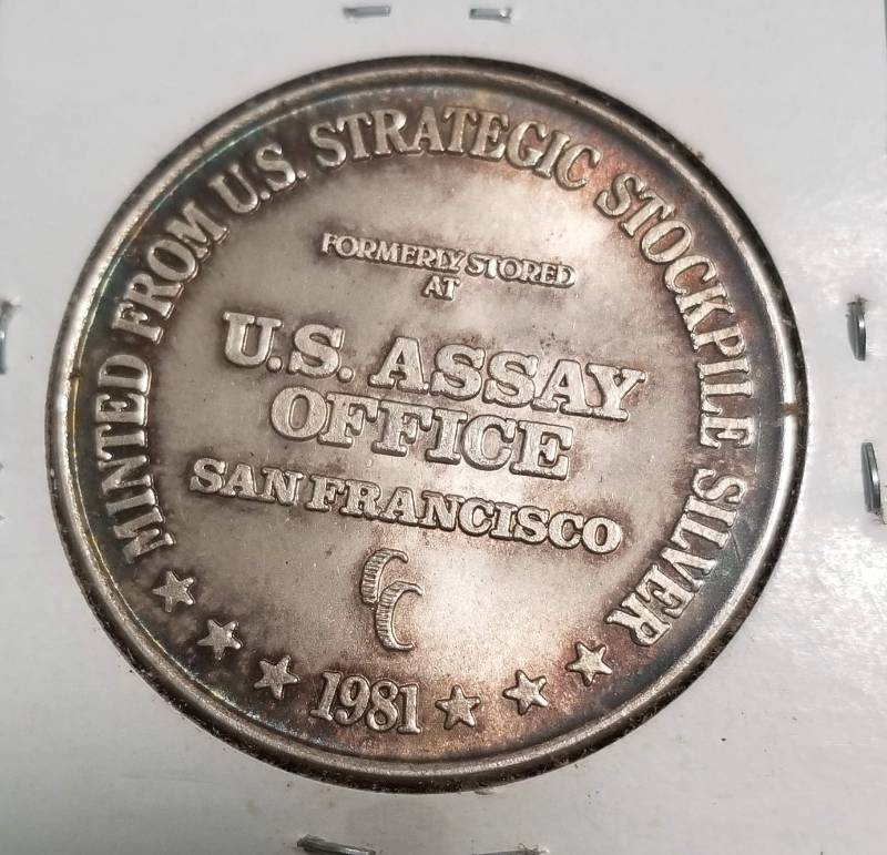 1981 US ASSAY OFFICE SAN FRANCISCO 1 TROY OZ. .999 FINE SILVER