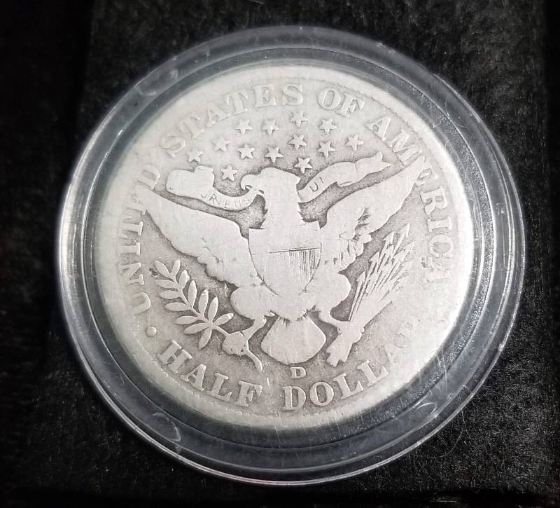 1911-D BARBER SILVER HALF DOLLAR IN AIRTITE