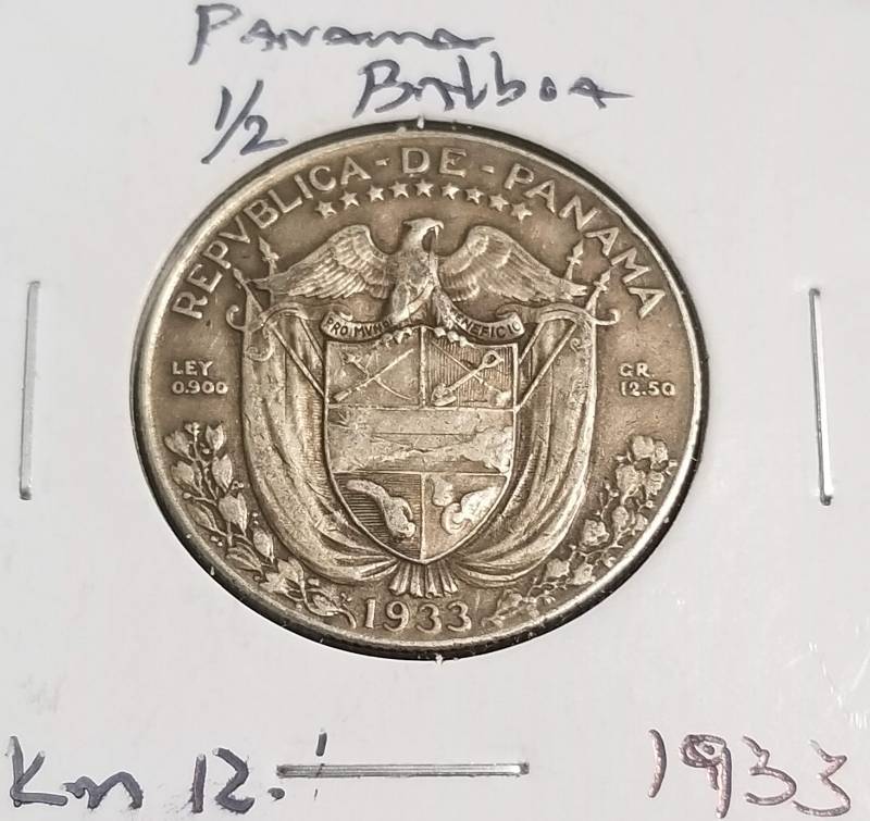 1933 PANAMA 12 BALBOA 90% SILVER 12.5 GRAMS