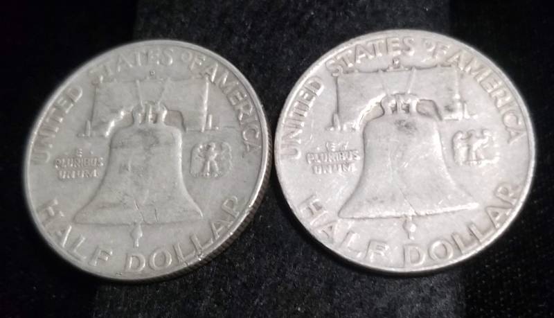 2 FRANKLIN HALF DOLLARS 1954-D 1958-D