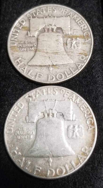 2 FRANKLIN HALF DOLLARS 1954-D 1957