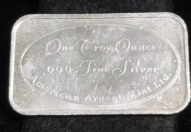 1 TROY OZ. .999 FINE SILVER BAR ARGENT MINT AMERICA BAR