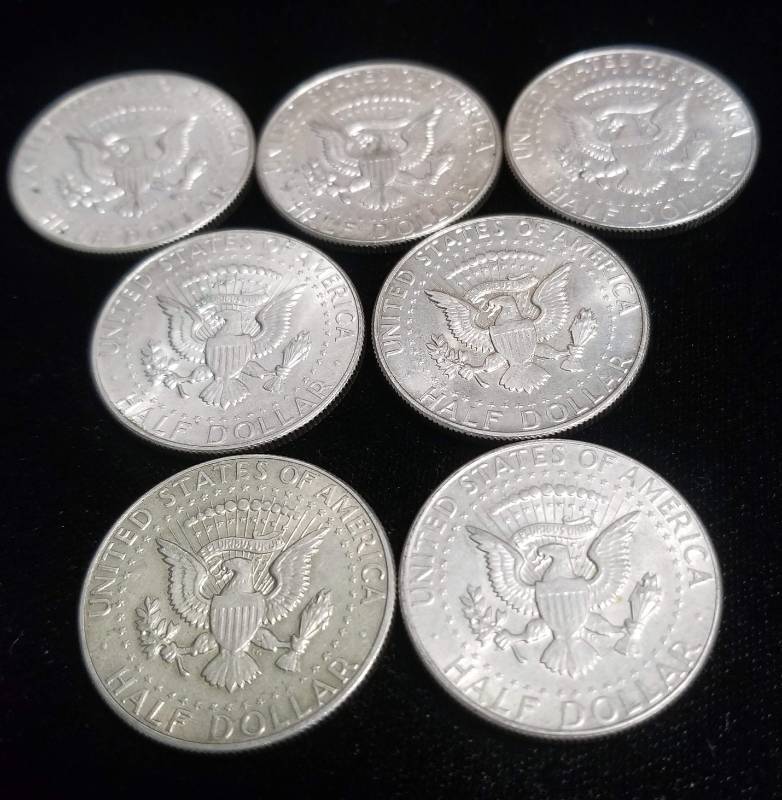 GROUP OF 7 KENNEDY 40% SILVER HALF DOLLARS