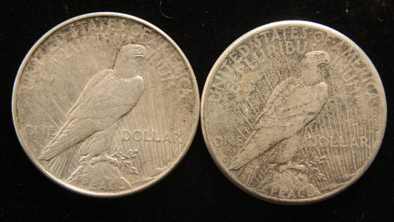2 PEACE SILVER DOLLARS 1923-D 1923-S