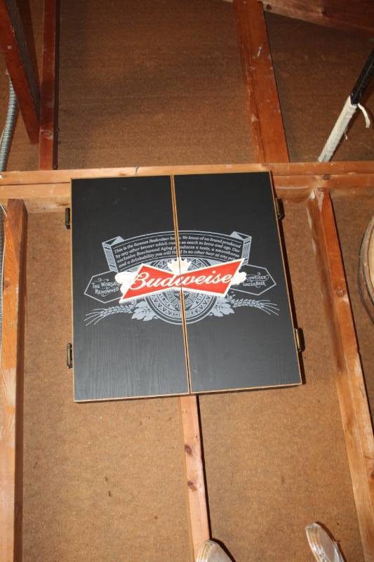 lot 237 image: Budweiser Beer Wall-Mount Dart Board Cabinet