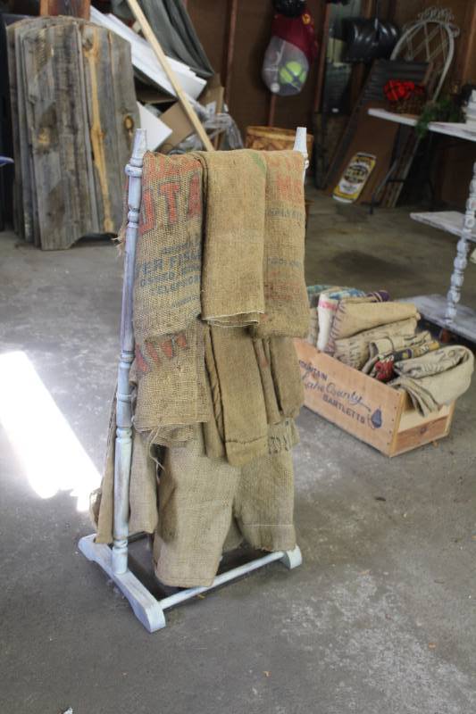 lot 254 image: Burlap Sacks and Holder