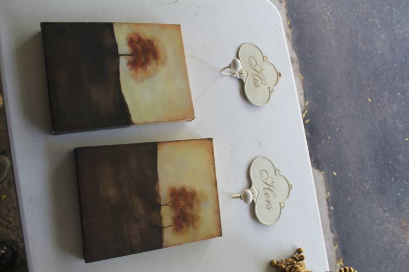 lot 302 image: Lot of (4) His, Hers, Tree Painting Wall Decor