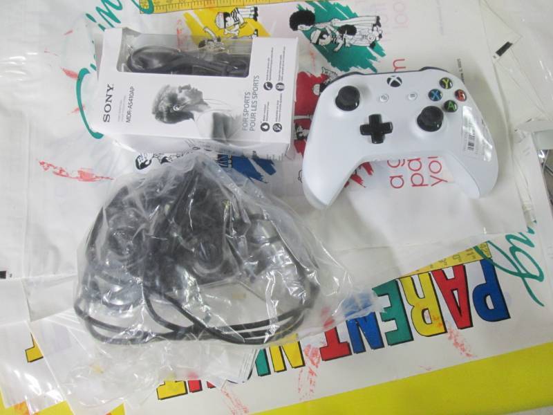lot 197 image: xbox controller and sony wireless h...