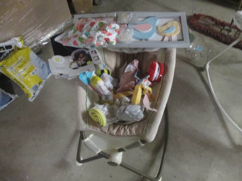 lot 228 image: lot of baby items and rocker with v...