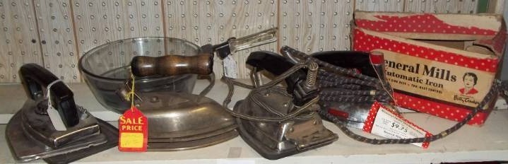 lot 61 image: Antique Irons and More Pyrex