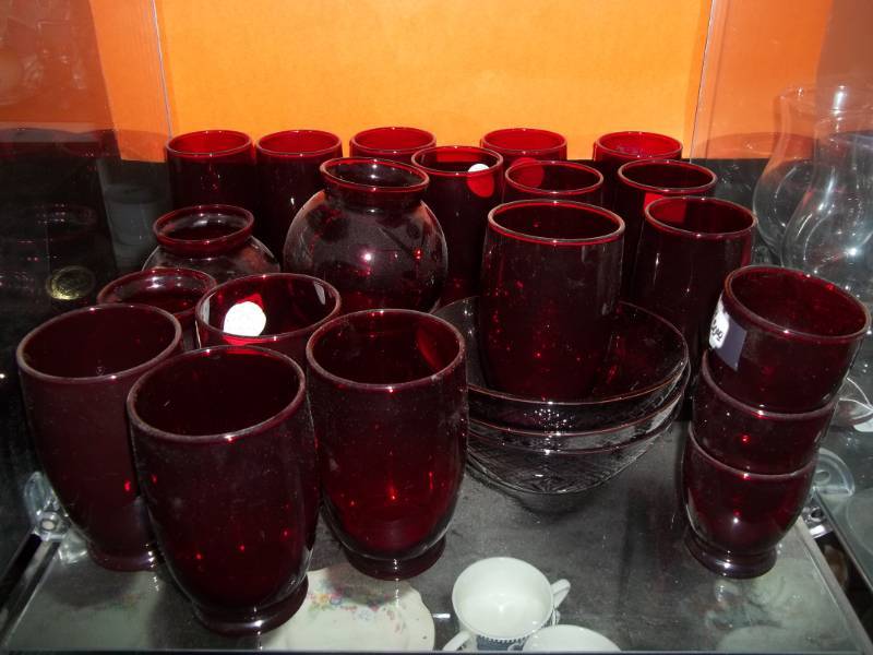 lot 122 image: Ruby Red Glassware