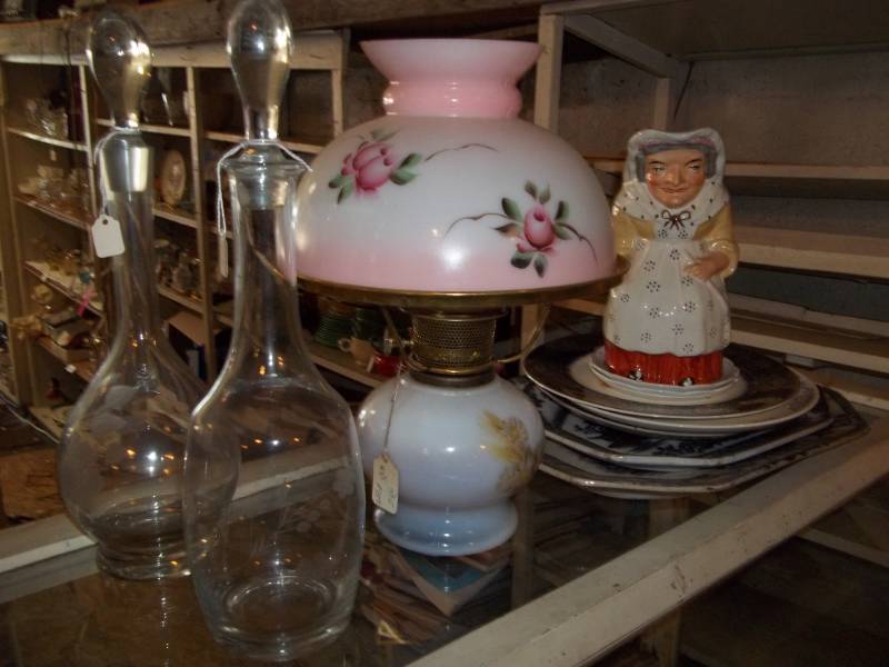 lot 294 image: Oil Lamp, Pitcher, Plates, and More
