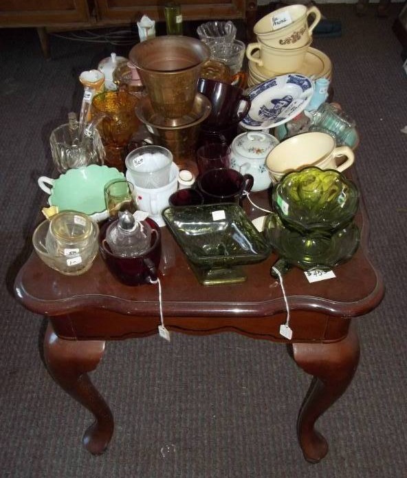 lot 377 image: Side Table with Contenets
