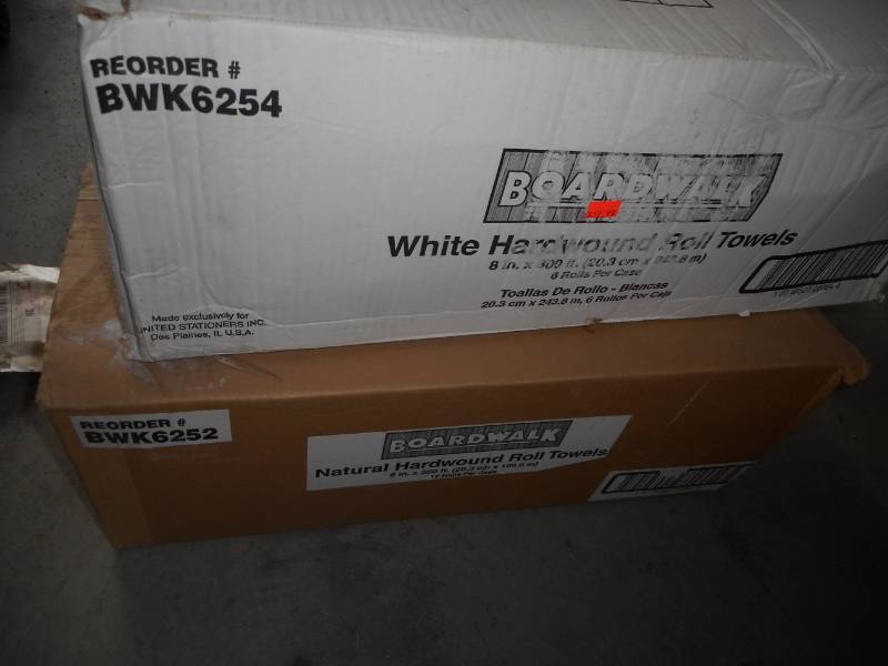 lot 15 image: White Hardwound Roll  Natural Hardwound Roll Towels