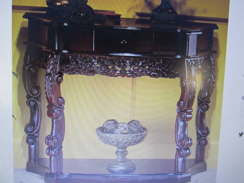 lot 58 image: Carved Curved Console Table open bo...