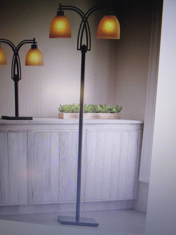 lot 64 image: Two-Bulb Floor Lamp open box Retail...