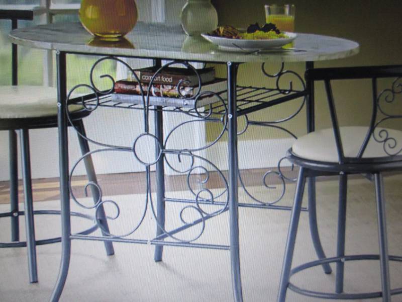 lot 77 image: Garrison Scroll Faux Granite Bistro...