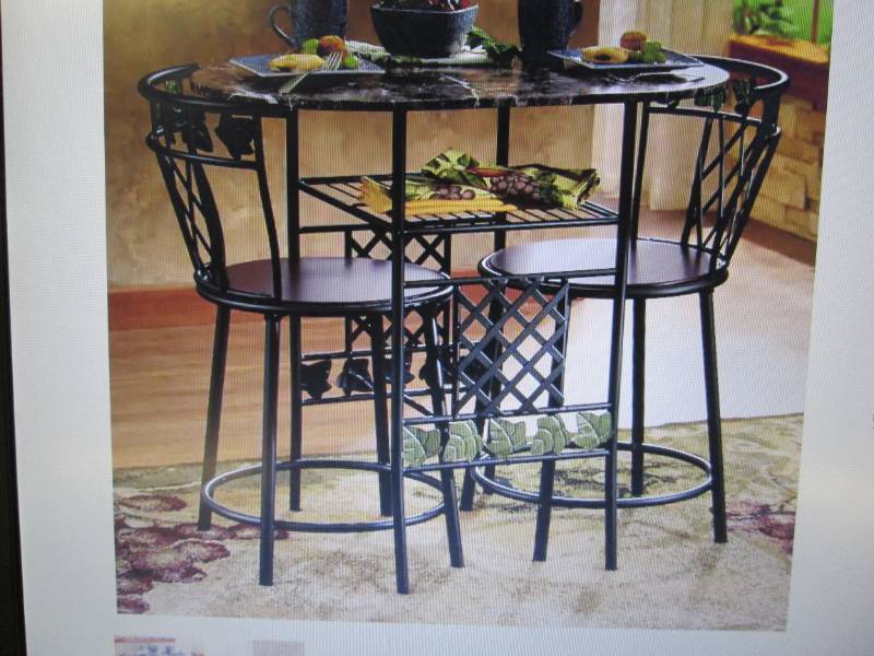 lot 95 image: Faux-Marble Ivy Bistro Set open box...