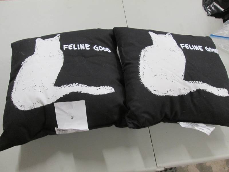 lot 200 image: 2 Cat Accent Pillows...