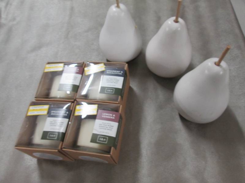 lot 247 image: 3 Pear figural, 4 Scented Candles...