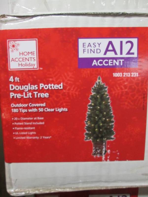 lot 56 image: 4 Douglas Potted Pre-Lit Christmas...