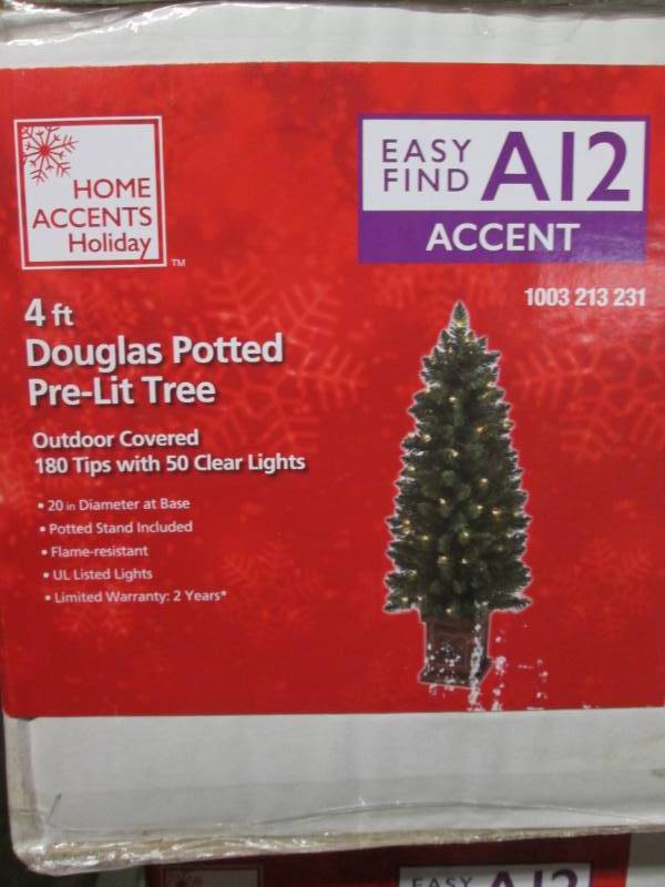 lot 57 image: 4 Douglas Potted Pre-Lit Christmas...