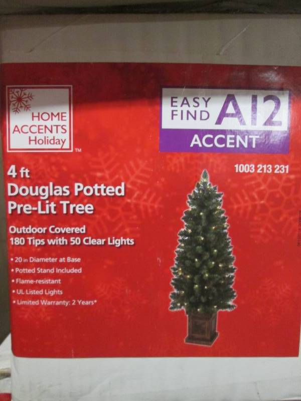 lot 58 image: 4 Douglas Potted Pre-Lit Christmas...