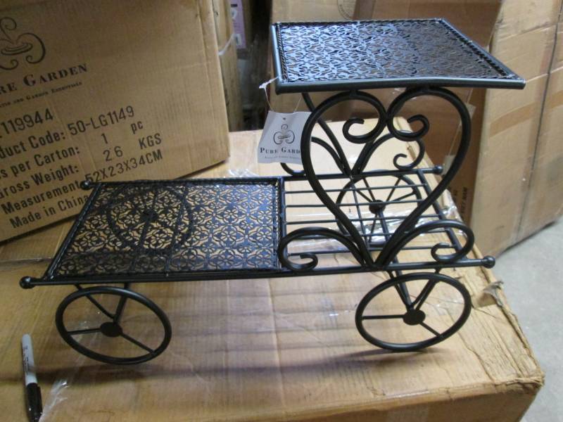 lot 90 image: Pure Garden 2 Tier Metal Plant Stan...
