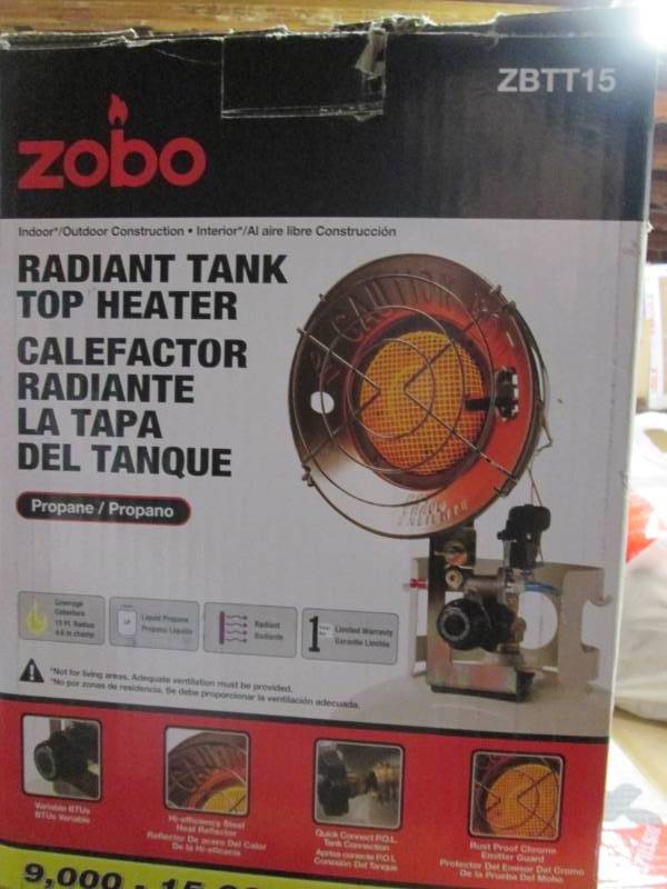 lot 131 image: ZOBO Radiant Tank Top Heater (9,000...