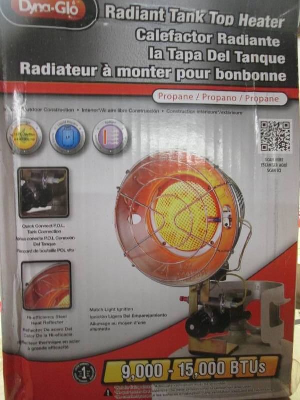 lot 142 image: Dyna Glo Radiant Tank Top Heater (9...