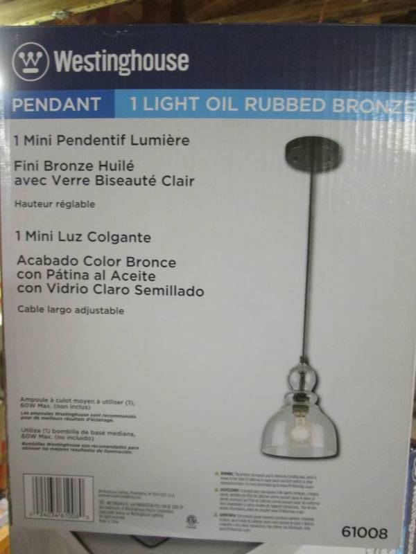 lot 147 image: Westinghouse Pendant (1) Light Oil ...