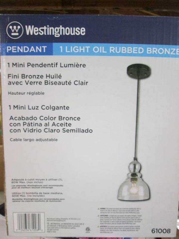 lot 148 image: Westinghouse Pendant (1) Light Oil ...