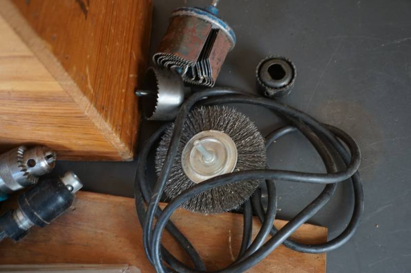 lot 38 image: Makita Drill Set With Bits, Hole Saw Blades With Wood Storage Case