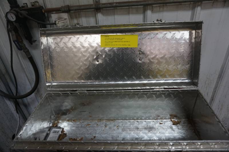 lot 25 image: Husky Brand Diamond Plate Metal Tool Box