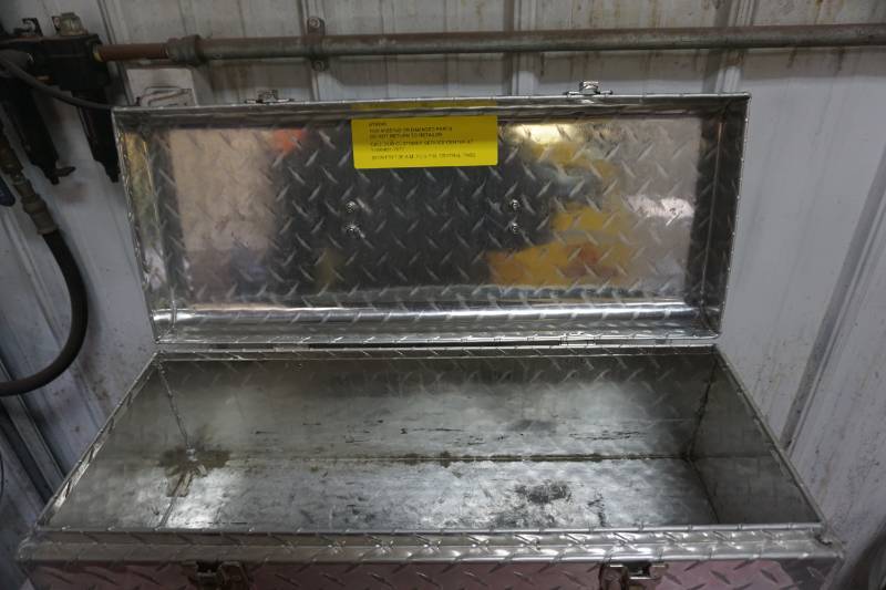 lot 28 image: Husky Brand Diamond Plate Metal Tool Box