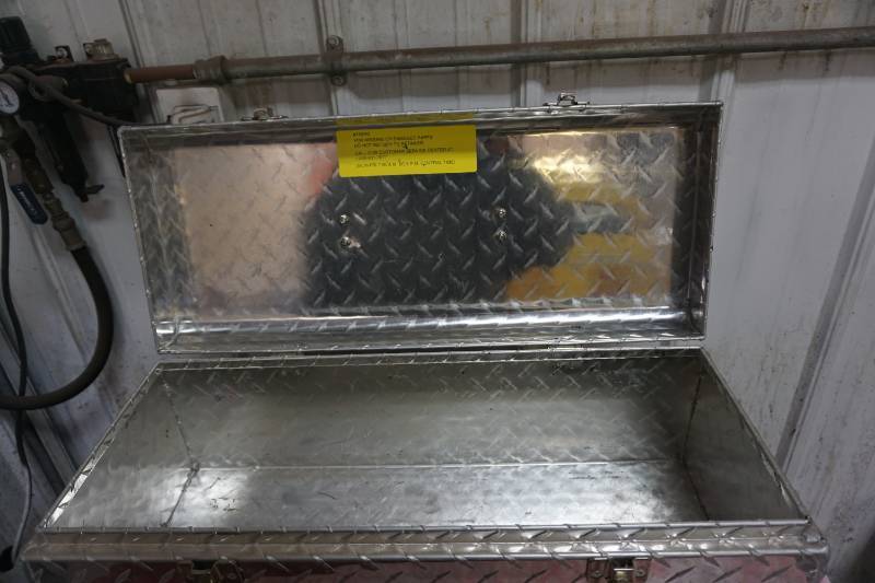 lot 29 image: Husky Brand Diamond Plate Metal Tool Box