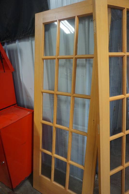 lot 65 image: Lot of 2 - 15 Glass Panel Wood Doors