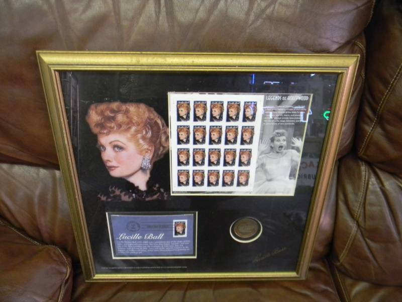 Very Cool Lucille Ball Framed Piece Stamps, Postcard approx 18x18 - SEE PICTURES
