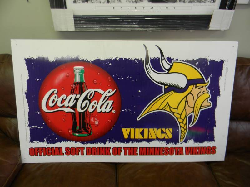 MINNESOTA VIKINGSCOCA COLA Corrugated Sign approx 48x28 - SEE PICTURES