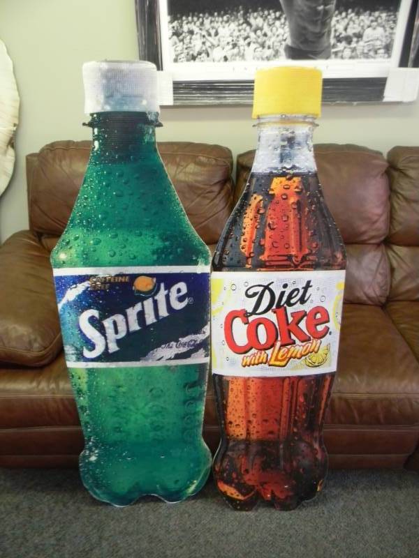 Sprite and Diet Coke Lemon Corrugated Signs approx 18x51 - SEE PICTURES