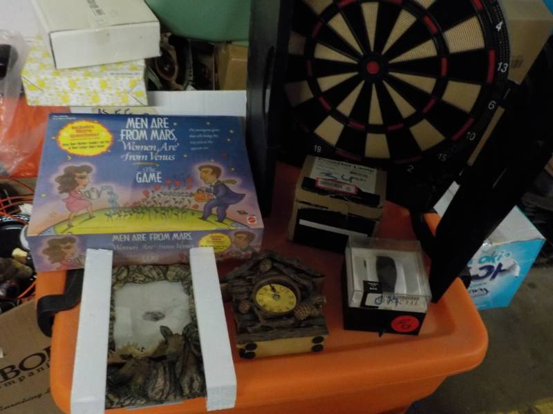 lot 96 image: Dart Boards, Games, DVDs, Clock an...
